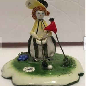 Rare Zampiva Signed Clown Golfing Figurine